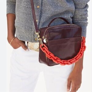Clare V Mirabel Burgundy Crossbody Bag